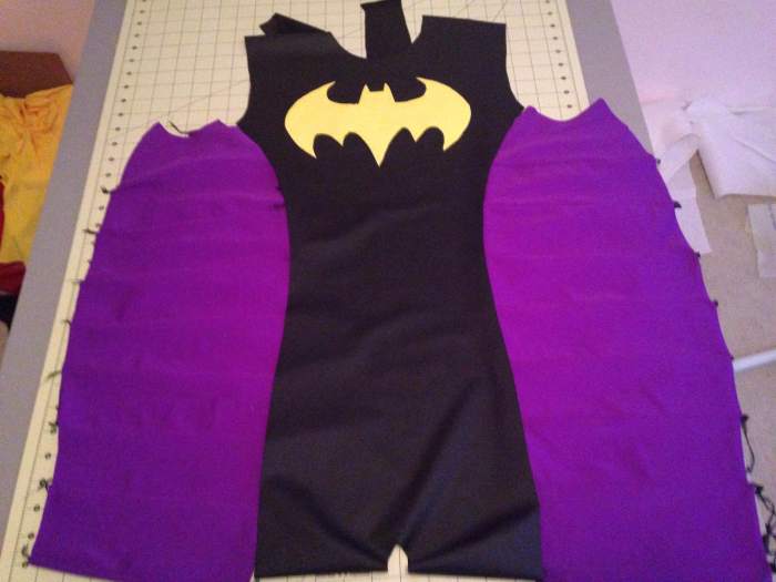 Batgirl! I opted for princess seams on Batgirl instead of the the straight up and down strip of purple she's drawn with. Curves are more flattering to those of us who live in 3D!